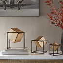 Geometric Gold Cube Tabletop Decor Set 3-Piece Modern Industrial Accent Sculptures