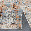 Abstract Blue and Rust Area Rug Distressed Modern Pattern Contemporary Living Room Accent Carpet