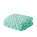 Ruched Faux Fur Throw Blanket Plush Textured Soft Cozy Sofa or Bed Accent