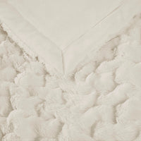 Ruched Faux Fur Throw Blanket Plush Textured Soft Cozy Sofa or Bed Accent