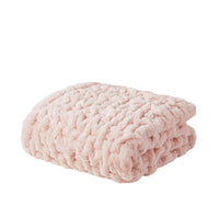 Ruched Faux Fur Throw Blanket Plush Textured Soft Cozy Sofa or Bed Accent