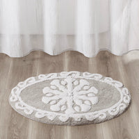 Floral medallion round rectangle bath mat tufted plush rug absorbent soft pile rug