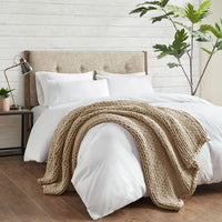 Chunky Double Knit Handmade Throw Blanket Cozy Soft Textured Couch and Bed Accent Decor