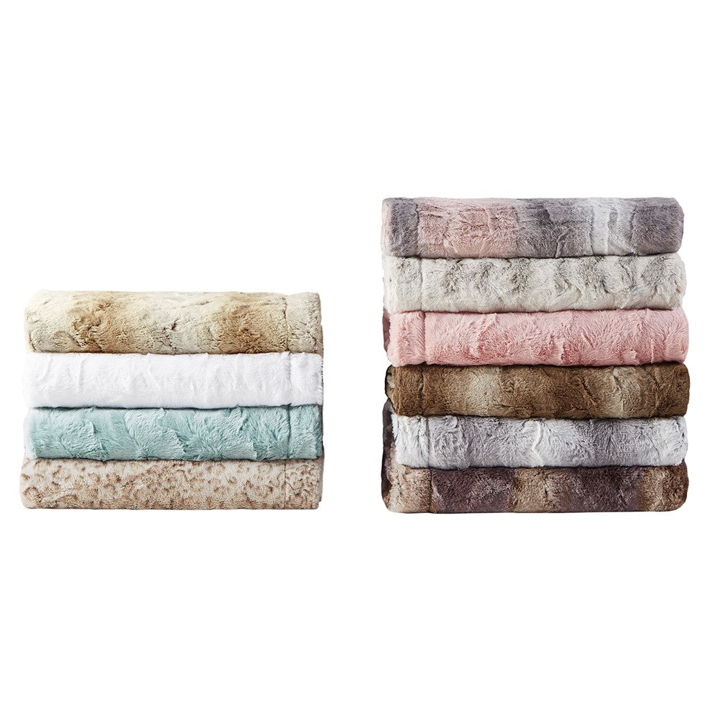 Zuri Oversized Faux Fur Throw Blanket Luxurious Plush Soft Decorative Accent