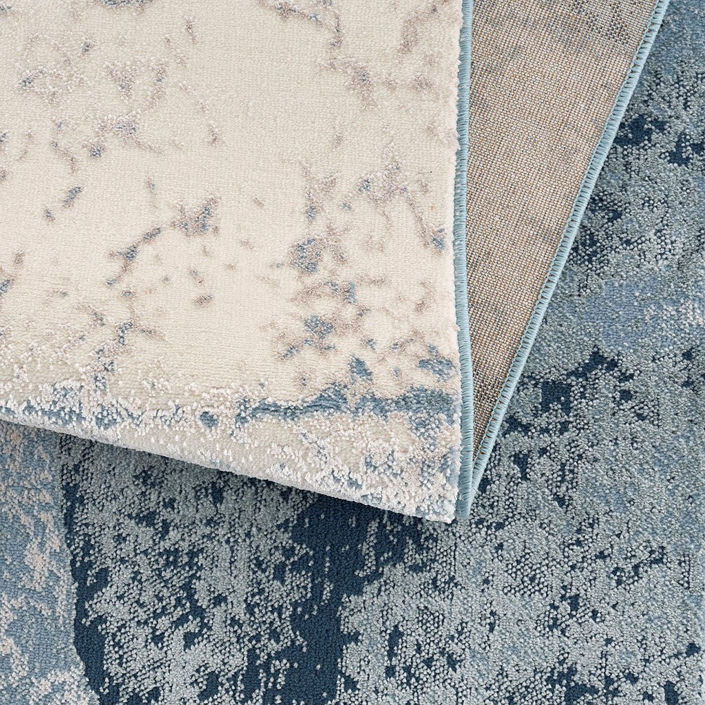 Modern Area Rug Blue Abstract Pattern Soft Textured Living Room Decor