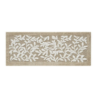 Floral Bathroom Rug Beige White Leaf Tufted Bath Mat Pattern Soft Absorbent Non-Slip Mats