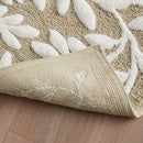 Floral Bathroom Rug Beige White Leaf Tufted Bath Mat Pattern Soft Absorbent Non-Slip Mats