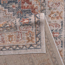 Vintage Medallion Area Rug Faded Blue Rust Ivory Traditional Persian Style Woven Living Room Carpet