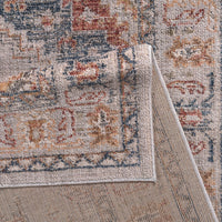 Vintage Medallion Area Rug Faded Blue Rust Ivory Traditional Persian Style Woven Living Room Carpet