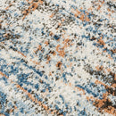 Abstract Blue and Rust Area Rug Distressed Modern Pattern Contemporary Living Room Accent Carpet