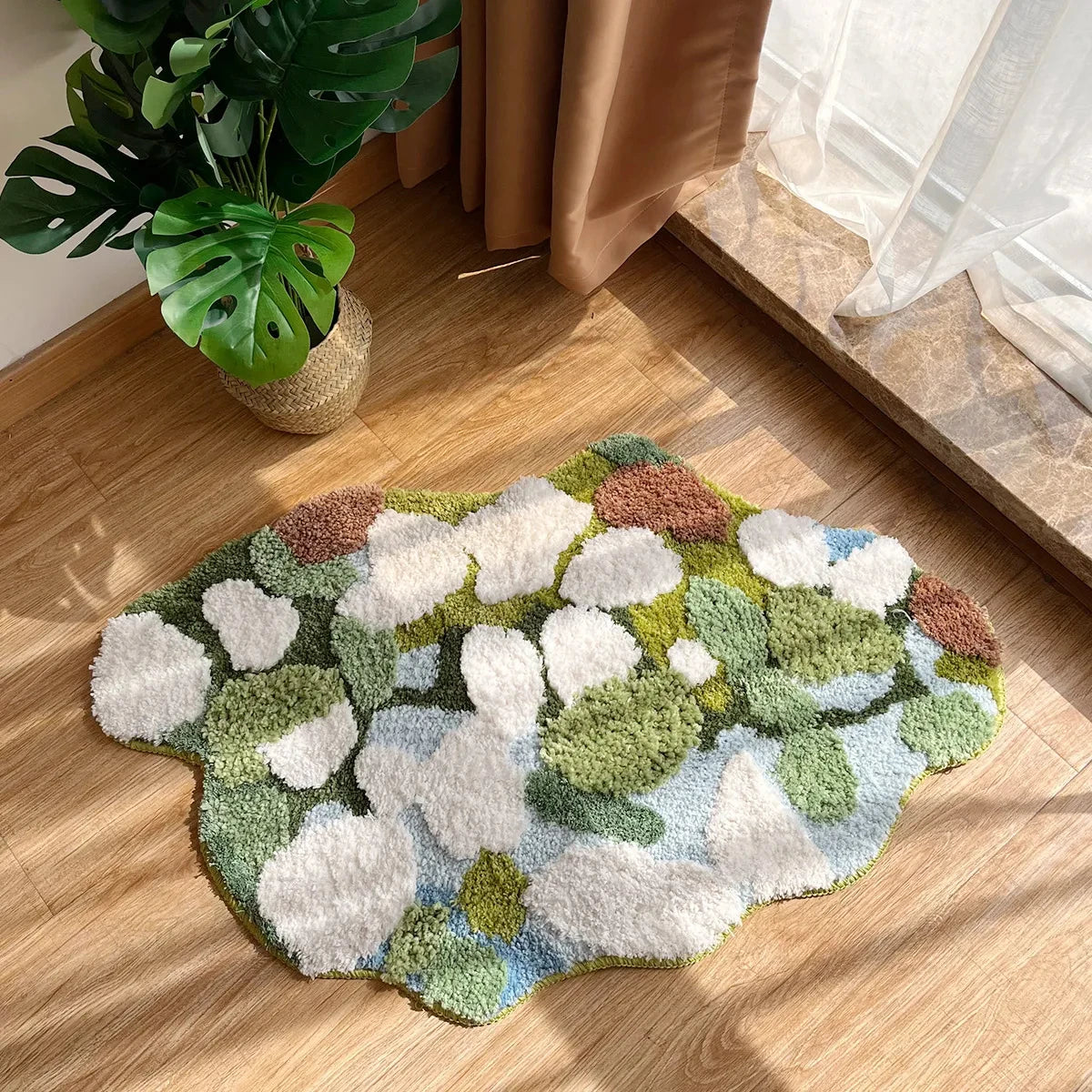 Abstract Forest Moss Tufted Accent Rug – Letifly Lights & Decor