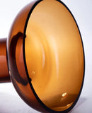 Amber glass pedestal vase with modern design for flowers, dried arrangements decor centerpiece