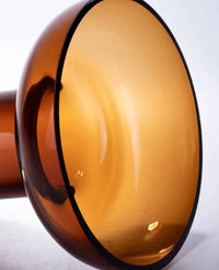 Amber glass pedestal vase with modern design for flowers, dried arrangements decor centerpiece
