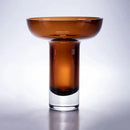 Amber glass pedestal vase with modern design for flowers, dried arrangements decor centerpiece