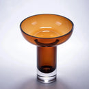 Amber glass pedestal vase with modern design for flowers, dried arrangements decor centerpiece