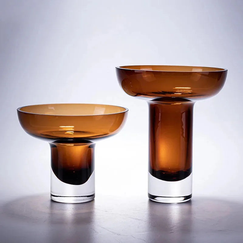 Amber Glow Pedestal Vase