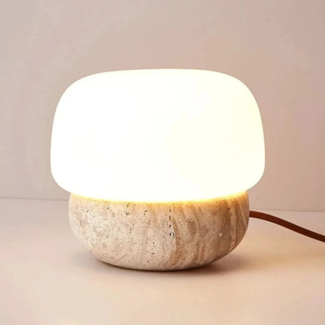 travertine stone mushroom LED lamp floor table lamp