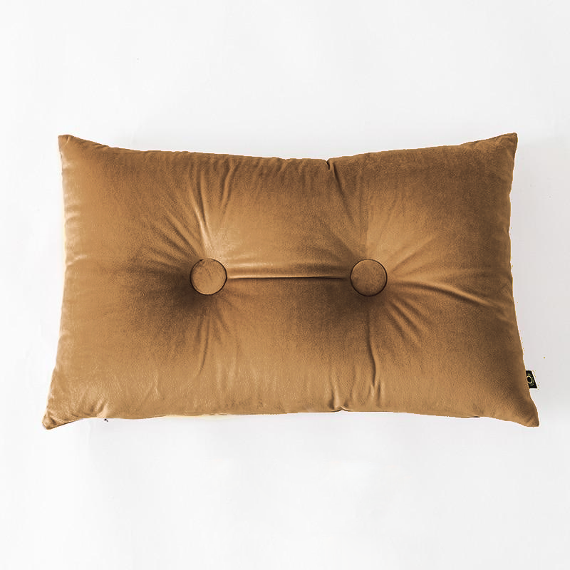 Button Square Velvet Cushion Pillow