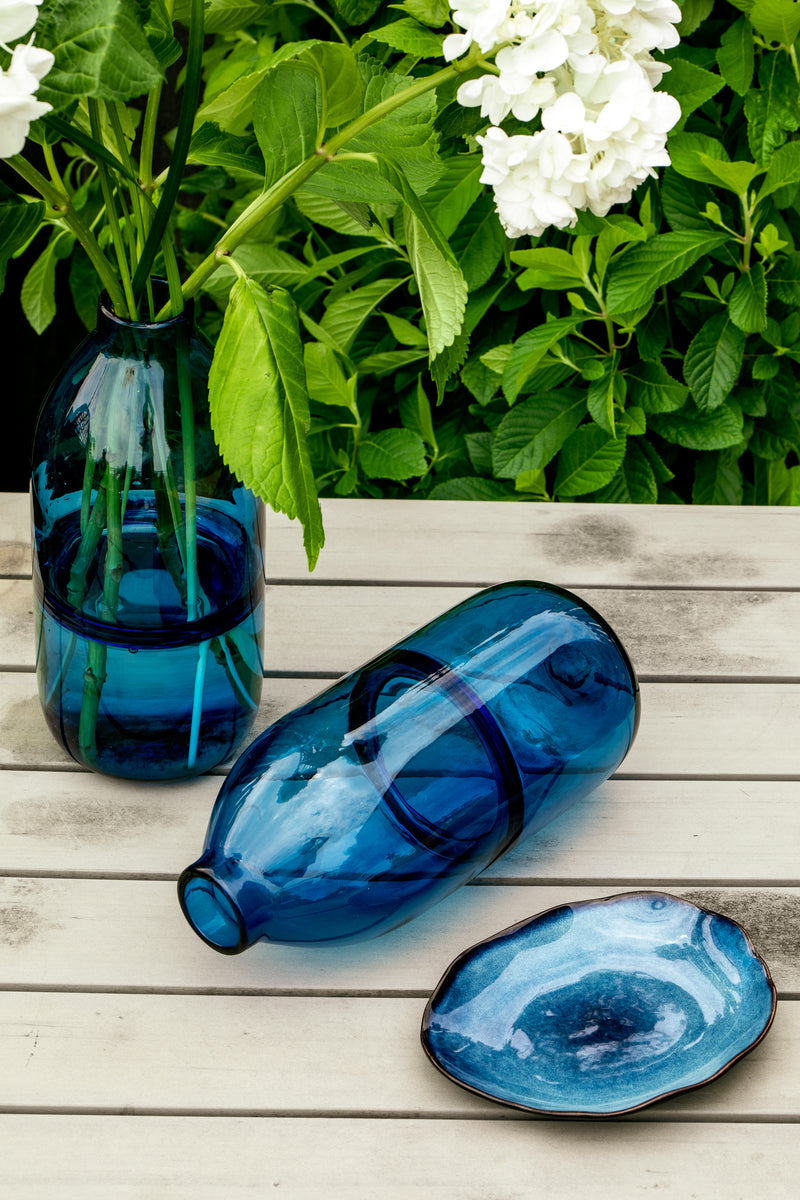 Modern Blue Wave Glass Vase