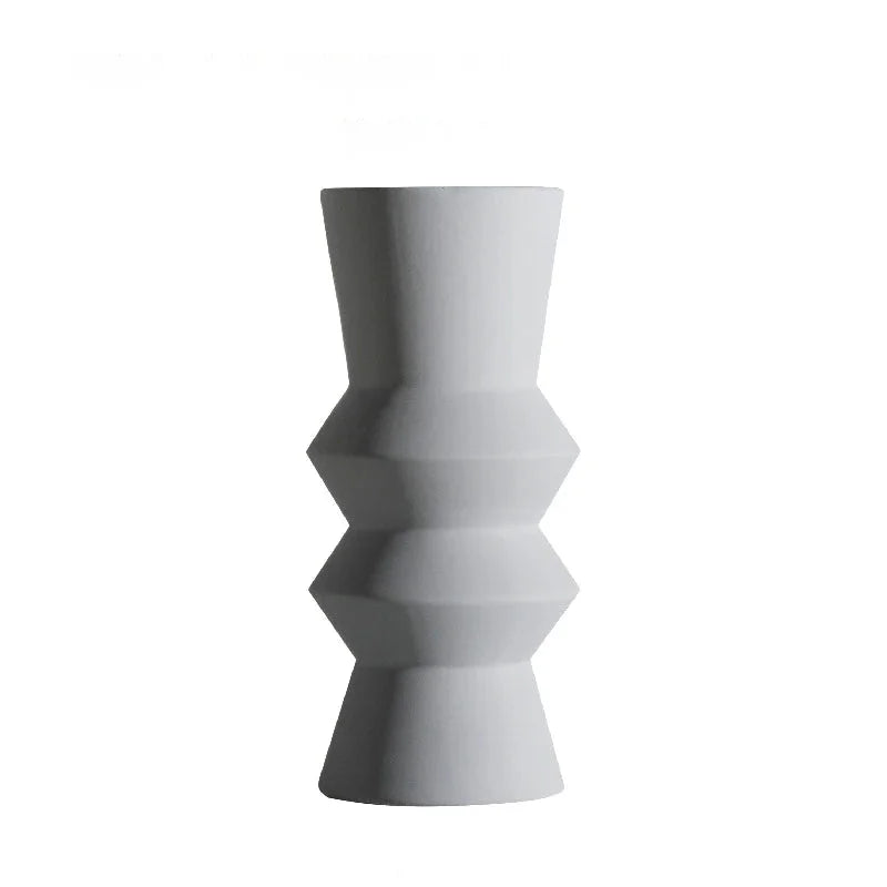 Ceramic vase geometric Morandi-inspired home decorative case matte modern