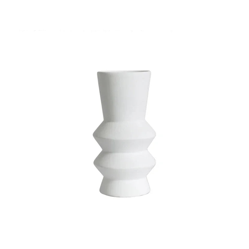 Ceramic vase geometric Morandi-inspired home decorative case matte modern