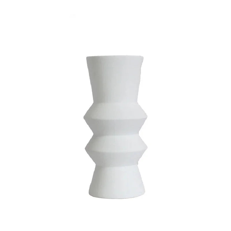 Ceramic vase geometric Morandi-inspired home decorative case matte modern