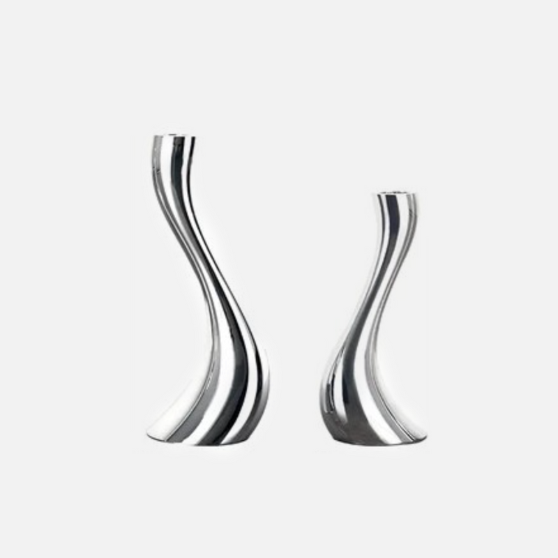 Chrome Wave Candle Holders