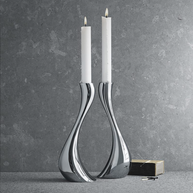 Chrome Wave Candle Holders