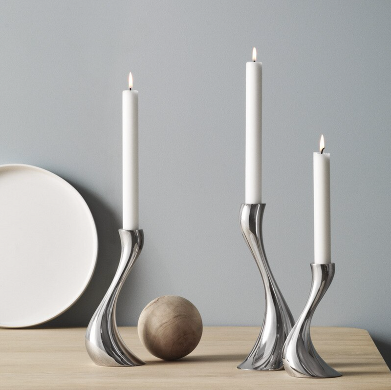 Chrome Wave Candle Holders