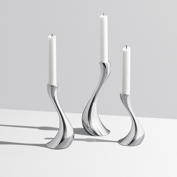 Chrome Wave Candle Holders