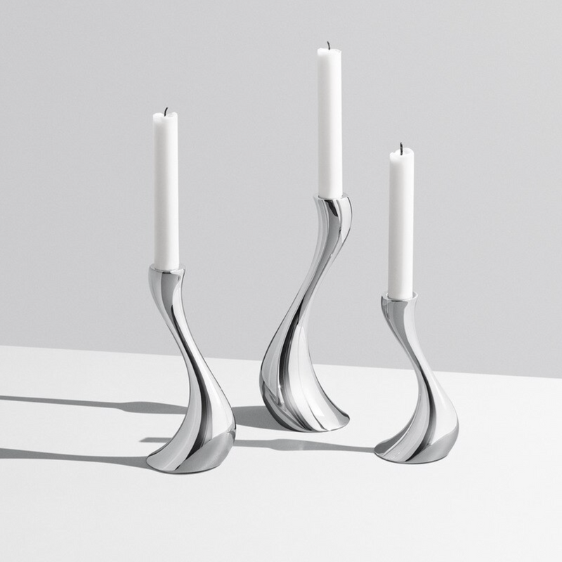 Chrome Wave Candle Holders