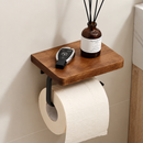 Toilet Paper Holder with Natural Walnut Wooden Shelf Tissue Roll Hanger Wall Mounted Paper Towel Bar 304 Stainless Steel Paper-Letifly Lights and Decor