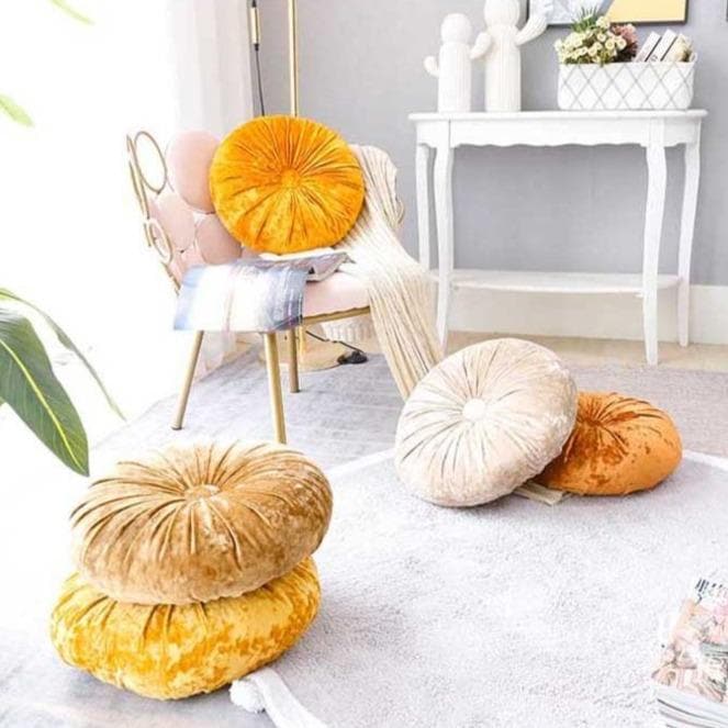 Crushed Velvet Rundes Kissen 15 Zoll