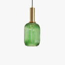 Ripple Glass Pendant Light Lantern Style Brass