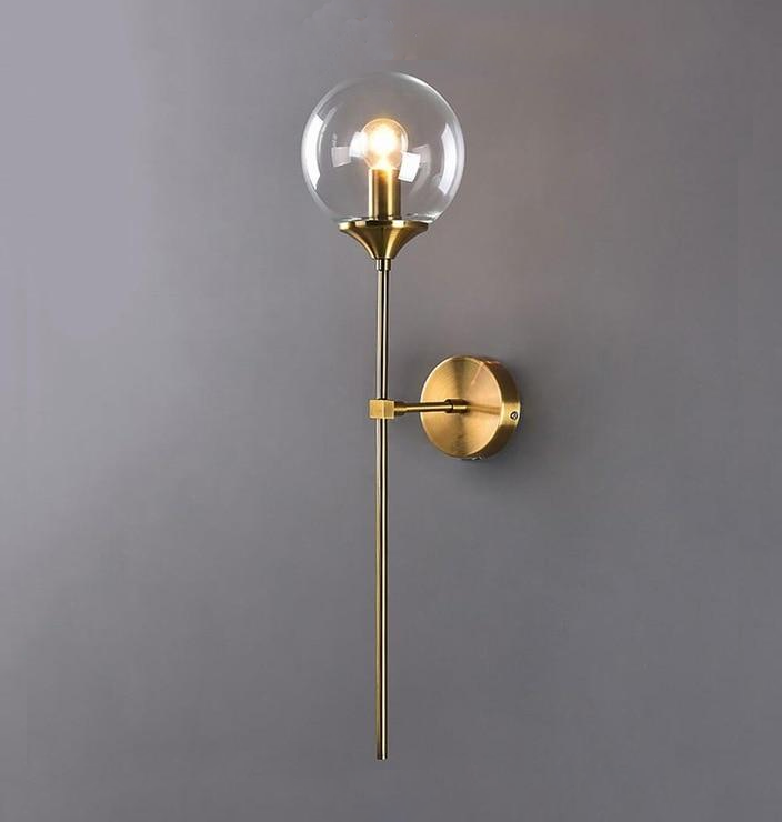clear Glass Torch Brass Wall Light