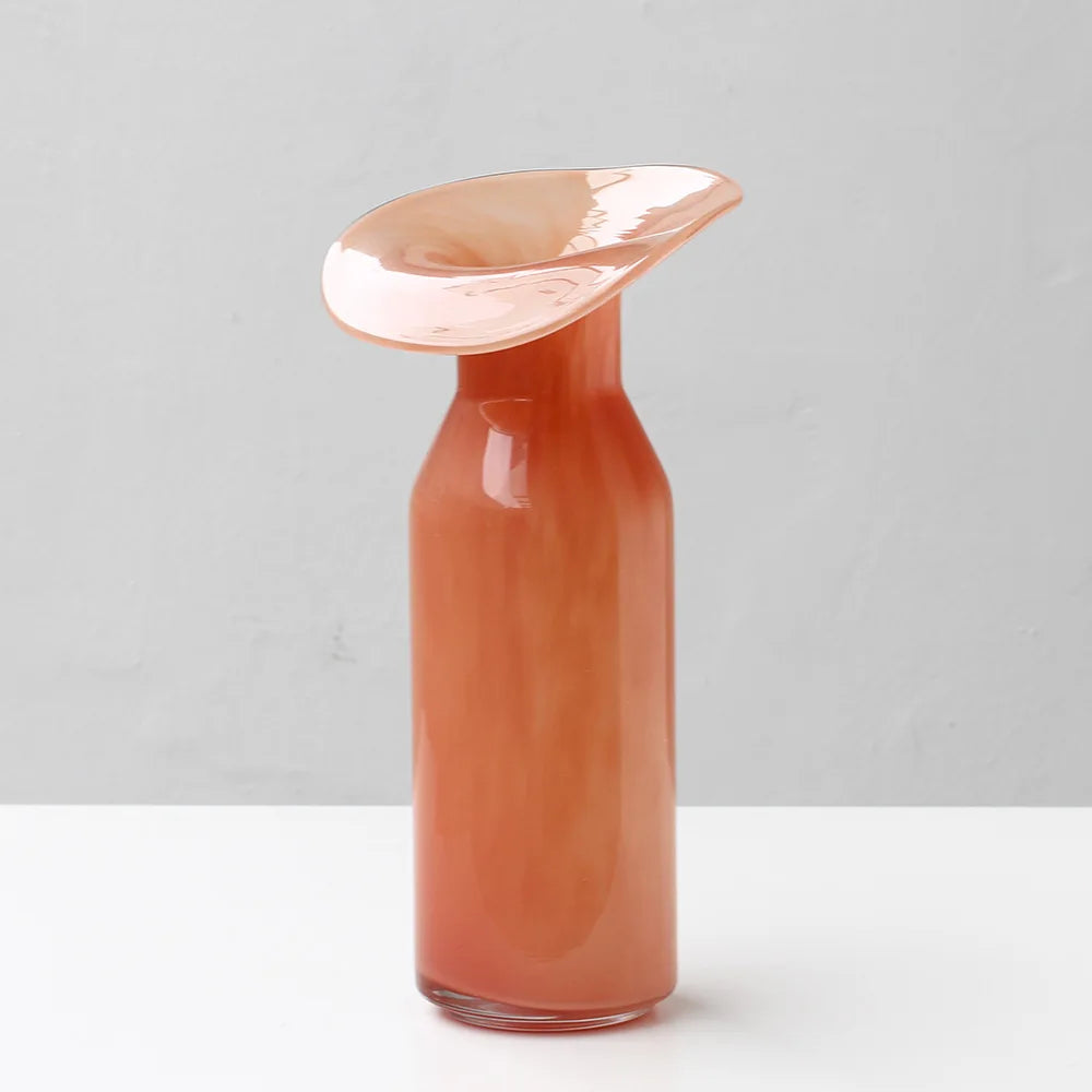 Glass vase wide-mouth sculptural artistic floral décor hydroponics flower vase