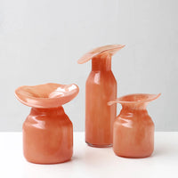 Glass vase wide-mouth sculptural artistic floral décor hydroponics flower vase