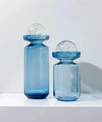 Glass vase sky-blue globe-top Nordic modern transparent hydroponics glass cylinder vase