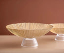 Solar Flare Glass Bowls Crackled glass pedestal bowls in light brown and dark brown modern décor dish