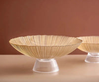 Solar Flare Glass Bowls Crackled glass pedestal bowls in light brown and dark brown modern décor dish