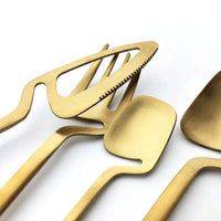 16pcs Rainbow Dinnerware Set Spoon Fork Knife Table Decor Cutlery Sets Kitchen Matte Gold tableware Set Desserts Soup Coffee Use-Letifly Lights and Decor
