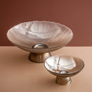 Solar Flare Glass Bowls Crackled glass pedestal bowls in light brown and dark brown modern décor dish
