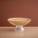 Solar Flare Glass Bowls Crackled glass pedestal bowls in light brown and dark brown modern décor dish
