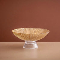 Solar Flare Glass Bowls Crackled glass pedestal bowls in light brown and dark brown modern décor dish