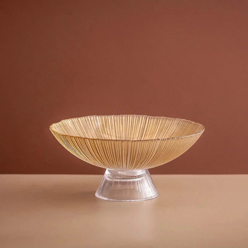 Solar Flare Glass Bowls Crackled glass pedestal bowls in light brown and dark brown modern décor dish