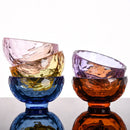 glass dessert bowls colorful faceted gemstone design
