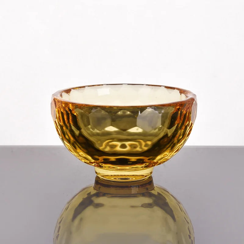 glass dessert bowls colorful faceted gemstone design