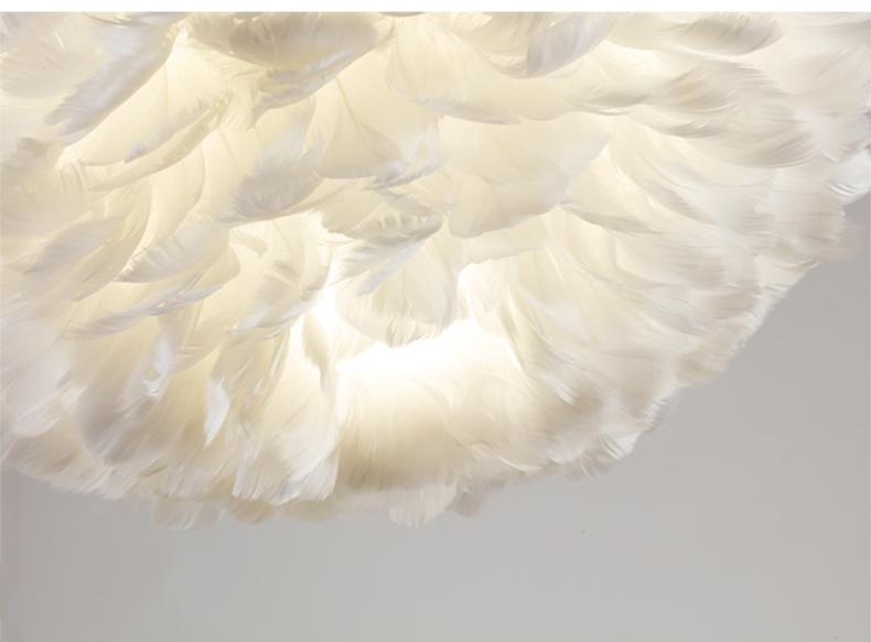 Artistic Home Decor Pendant Light with Feathers and LED Bulbs Ivory