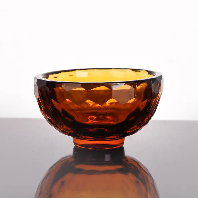 glass dessert bowls colorful faceted gemstone design