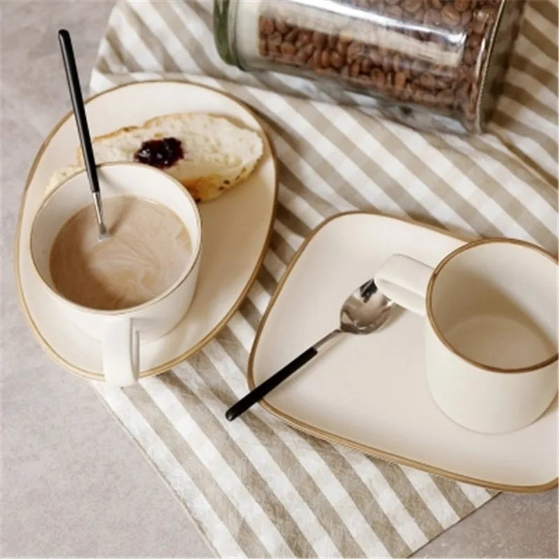 Contour Stoneware Cup & Saucer Set